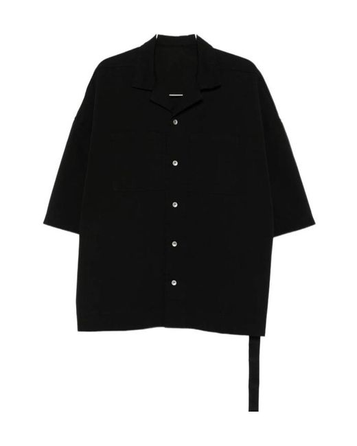Rick Owens Black Tie Detailed Short-Sleeved Shirt for men