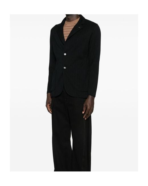 Lardini Black Notched Patch-Pocket Jacket for men