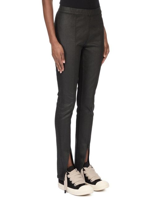 Rick Owens Black Slit Front Leggings