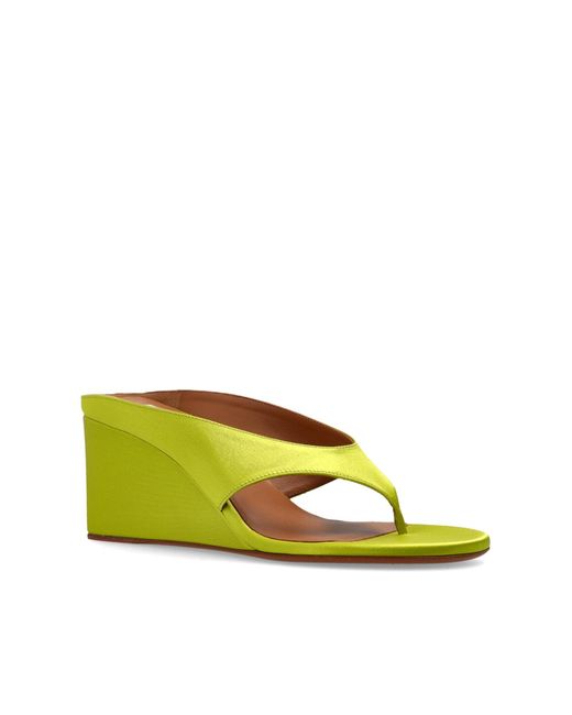Alaïa Yellow Cube Thong Wedge Mules