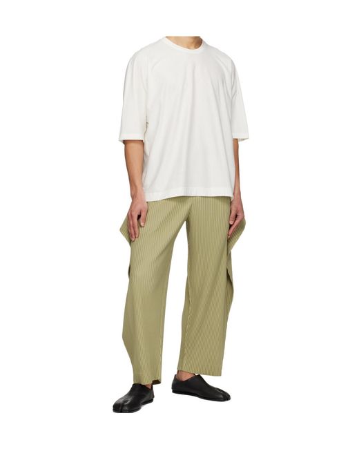 Homme Plissé Issey Miyake White Basic T-Shirt for men