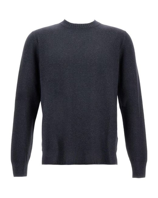 Gran Sasso Blue Ribbed Details Vintage Crew Neck Jumper for men