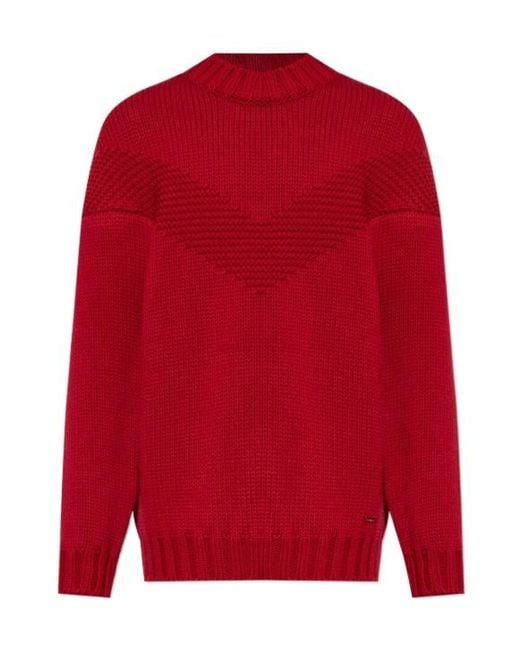 DSquared² Red Knitted Crewneck Jumper for men
