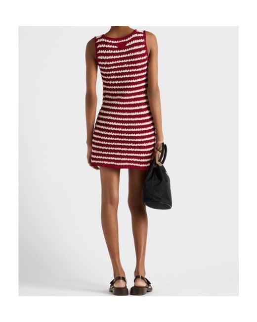 Prada Red Cotton Crochet Mini-Dress