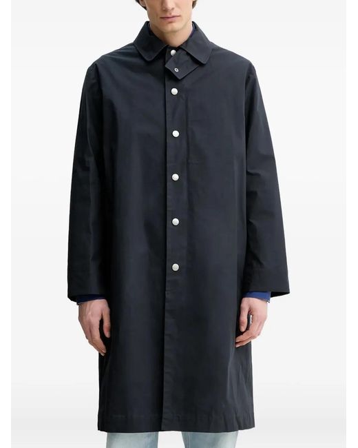 A.P.C. Blue Cappotti Button-Fastening Longline Coat for men