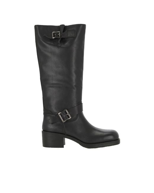 Ash Black Round-Head Boots