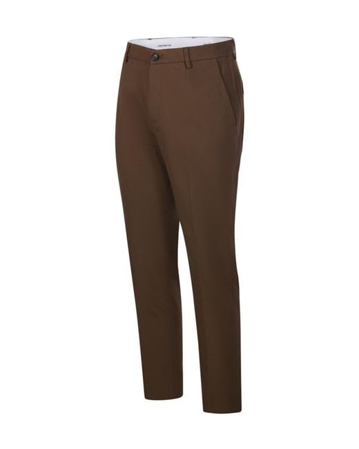 Department 5 Brown Casual Trousers With Belt Loops for men