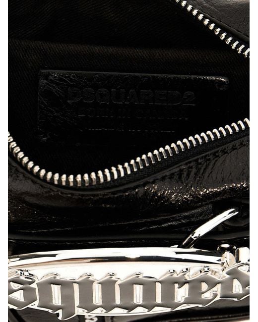 DSquared² Black Gothic Logo Plaque Belted Shoulder Bag