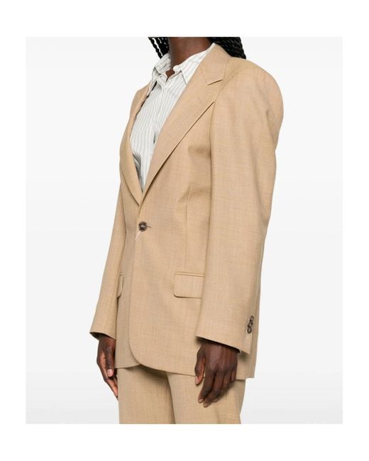 MM6 by Maison Margiela Natural Single-Breasted Blazer