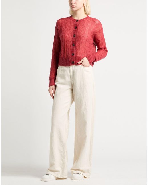 Brunello Cucinelli Red Solid Color Lightweight Knit Cardigan