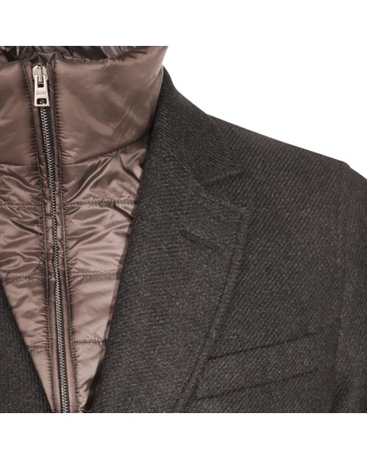 Herno Black Buttoned High Neck Long-Sleeved Coat for men