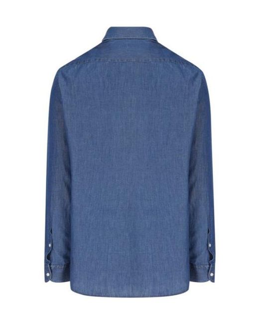 Fay Blue Chambray Denim Shirt for men