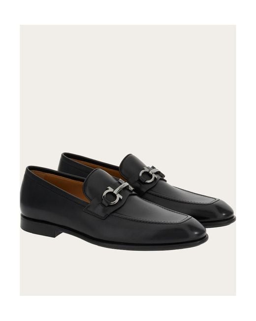 Ferragamo Black Gancini-Buckle Penny-Slot Loafers for men