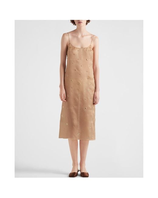 Prada Natural Square Neck Strapped Dress