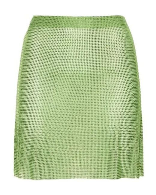 GIUSEPPE DI MORABITO Green Embellished Net Mini Skirt