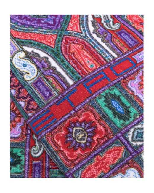 Etro Red Home Baroque-Pattern Printed Beach Towel