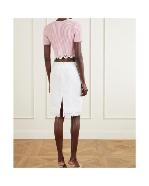 Magda Butrym White Broderie Midi Skirt