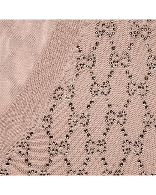 Gucci Natural Gg Embellished Fine Knit Jumper
