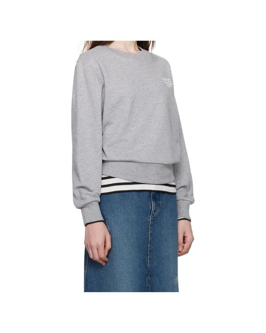 A.P.C. Gray Rue Madame Logo Embroidered Crewneck Sweatshirt