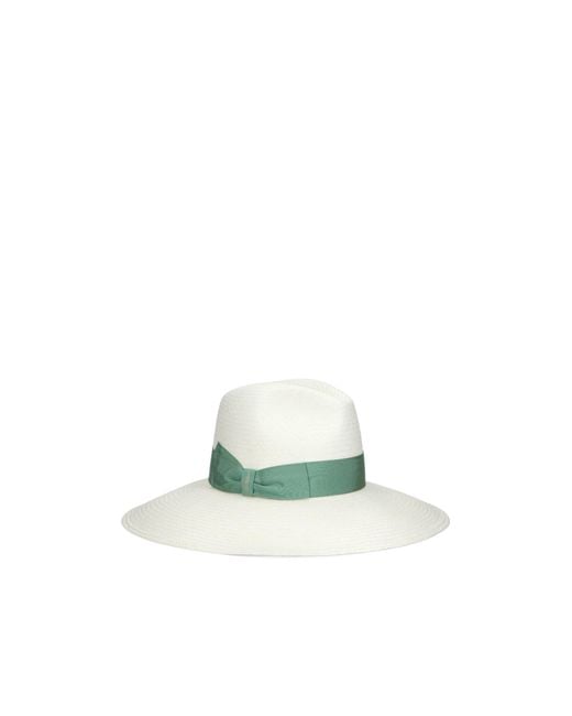 Borsalino White Sophie Straw Ribbon Hat