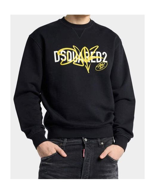 DSquared² Black Graffiti Cool Fit Crewneck for men