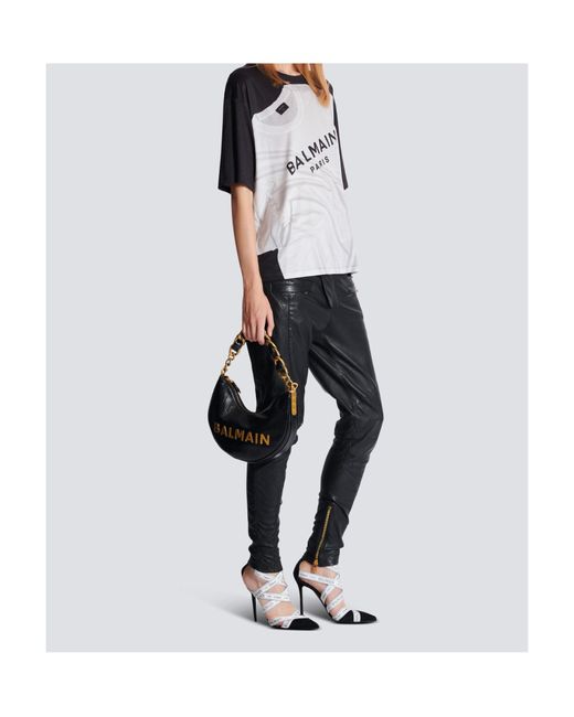 Balmain Gray Loose T-Shirt With Optical Illusion Print