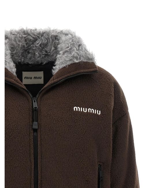 Miu Miu Brown Fleece Down Jacket