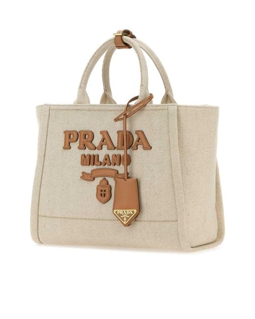Prada Natural Logo-Detailed Tote Bag