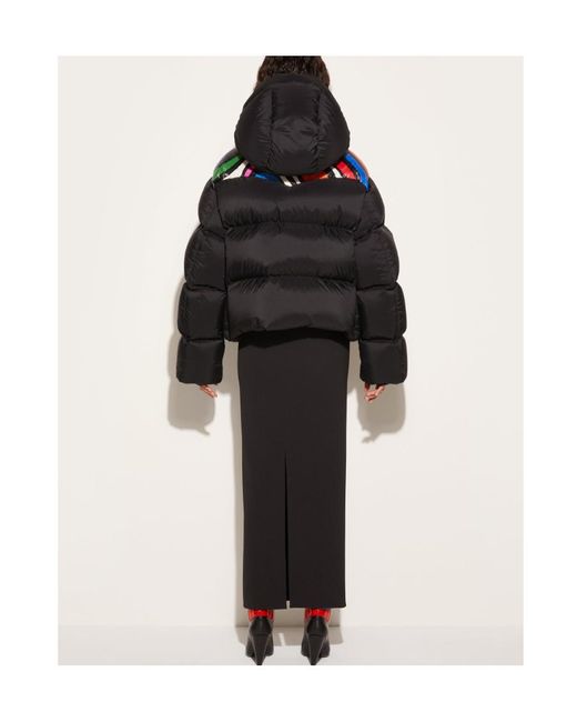 Emilio Pucci Black Pucci Onde-Panelled Zipped Hooded Puffer Jacket
