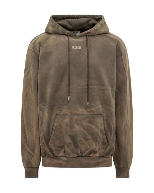 Gcds Green Logo Patch Solarized Hoodie for men