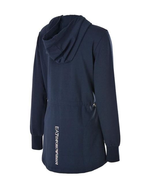 EA7 Blue Hoded Zipper Casual Jacket