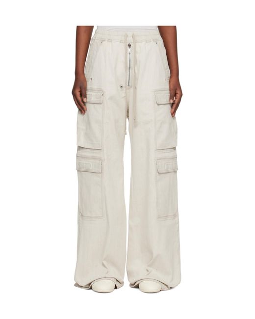 Rick Owens White Temple Double Jumbo Belas Cargo Wide-Leg Jeans