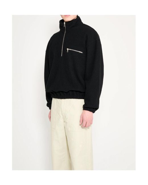 Rier Black Half-Zip Wool Sweatshirt for men