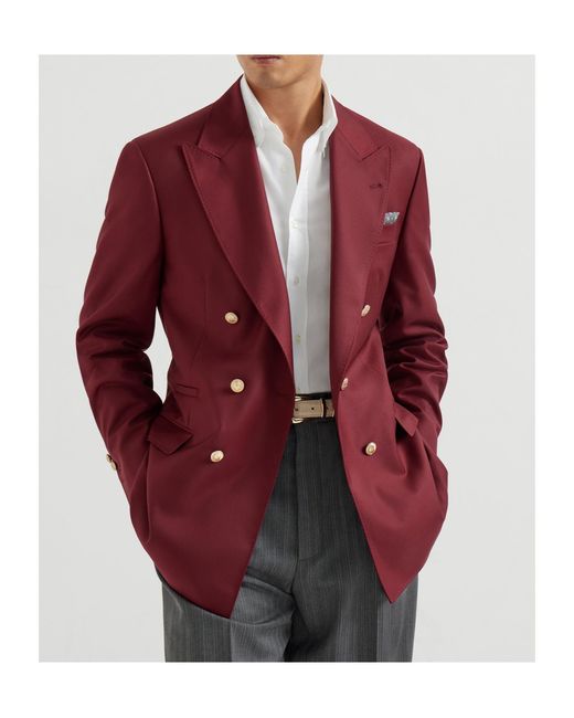 Brunello Cucinelli Red Peak-Lapels Blazer for men