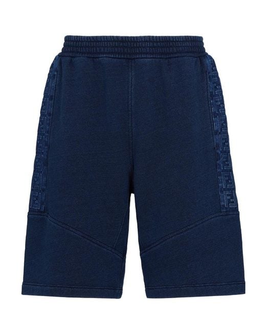 Fendi Blue Jersey Bermuda Shorts for men
