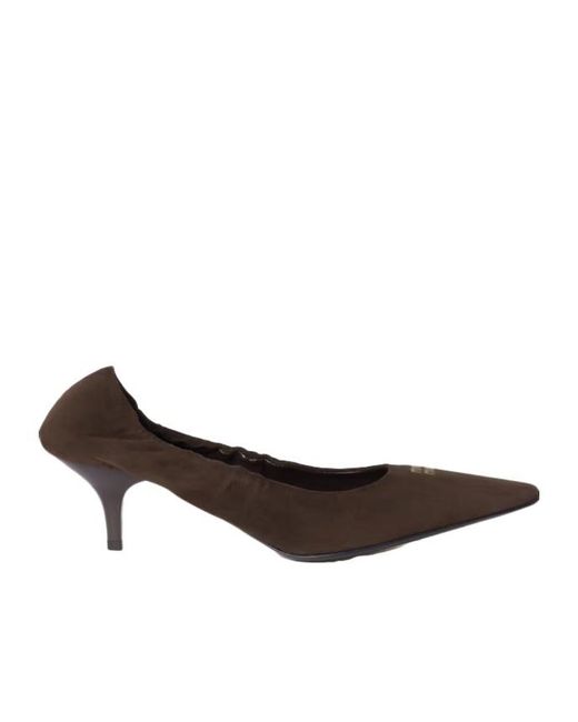 Miu Miu Brown Ruched Slip-On Pumps