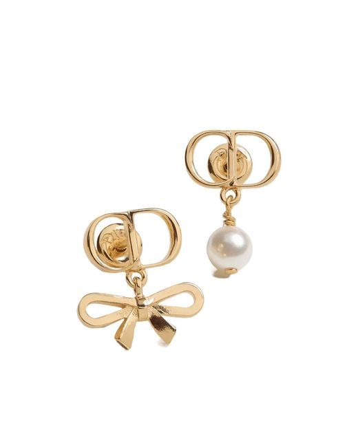 Dior Metallic Cd Mini Bow Earrings