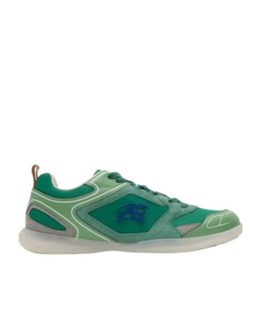 Burberry Green Equestrian Knight Appliquéd Sneakers for men