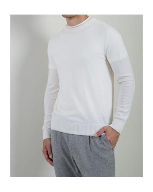 Eleventy White Maglia Girocollo Lana for men