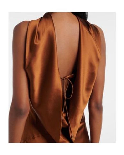 Rebecca Vallance Brown Phoenix Draped Silk Satin Cocktail Dress