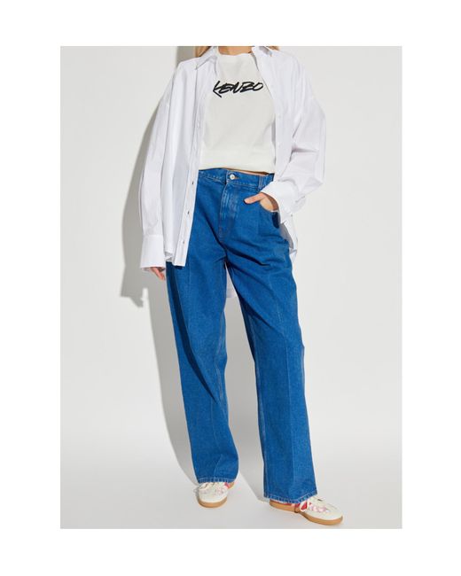 KENZO White Logo Printed Crewneck T-Shirt