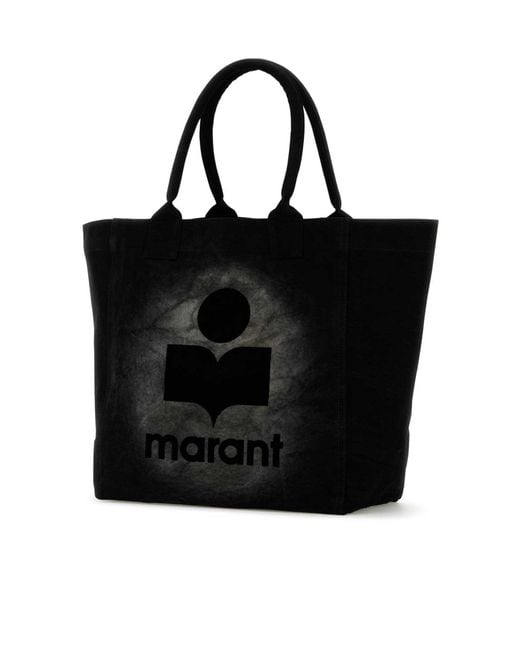 Isabel Marant Black Yenky Logo Printed Tote Bag