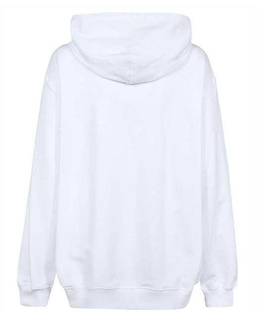 MSGM White Butterfly Printed Drawstring Hoodie