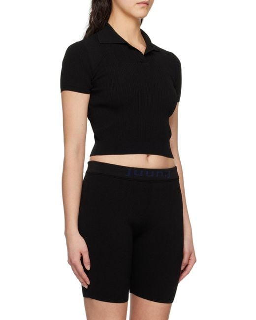Juun.J Black Open Spread Polo Shirt