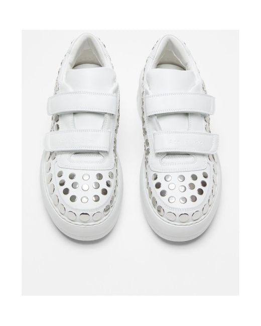 Acne White Touch-Strap Platform Sneakers for men