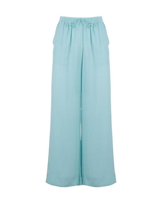 P.A.R.O.S.H. Blue Straight-Leg Silk Trousers