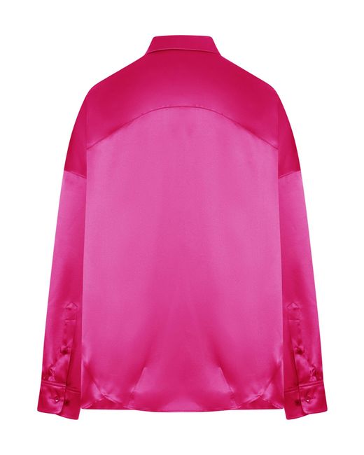 Dries Van Noten Pink Satin-Effect Silk Shirt