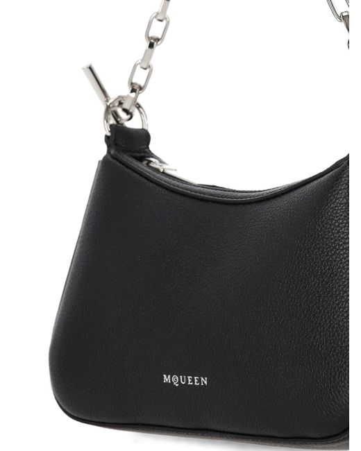 Alexander McQueen Black Logo Printed Chain-Linked Shoulder Bag