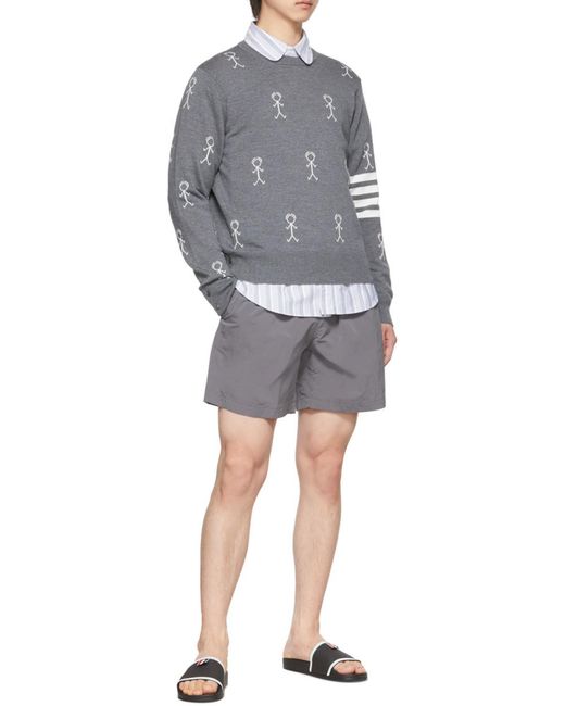 Thom Browne Gray Logo Knitted Pullover for men
