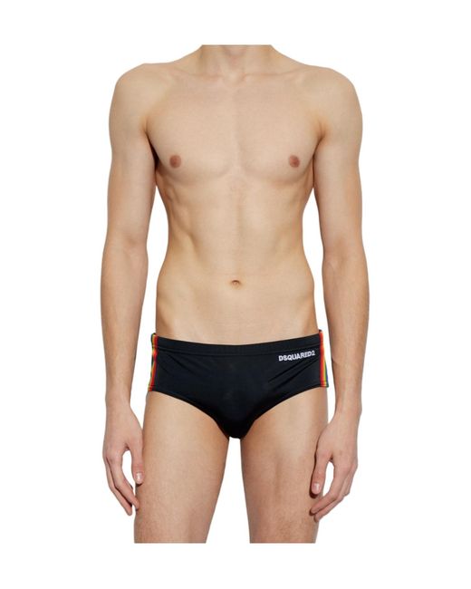 DSquared² Black Triangle Swim Trunks for men